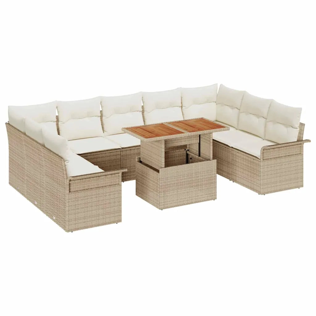 Set Divano da Giardino con cuscino 10 pcs beige e panna 3349378