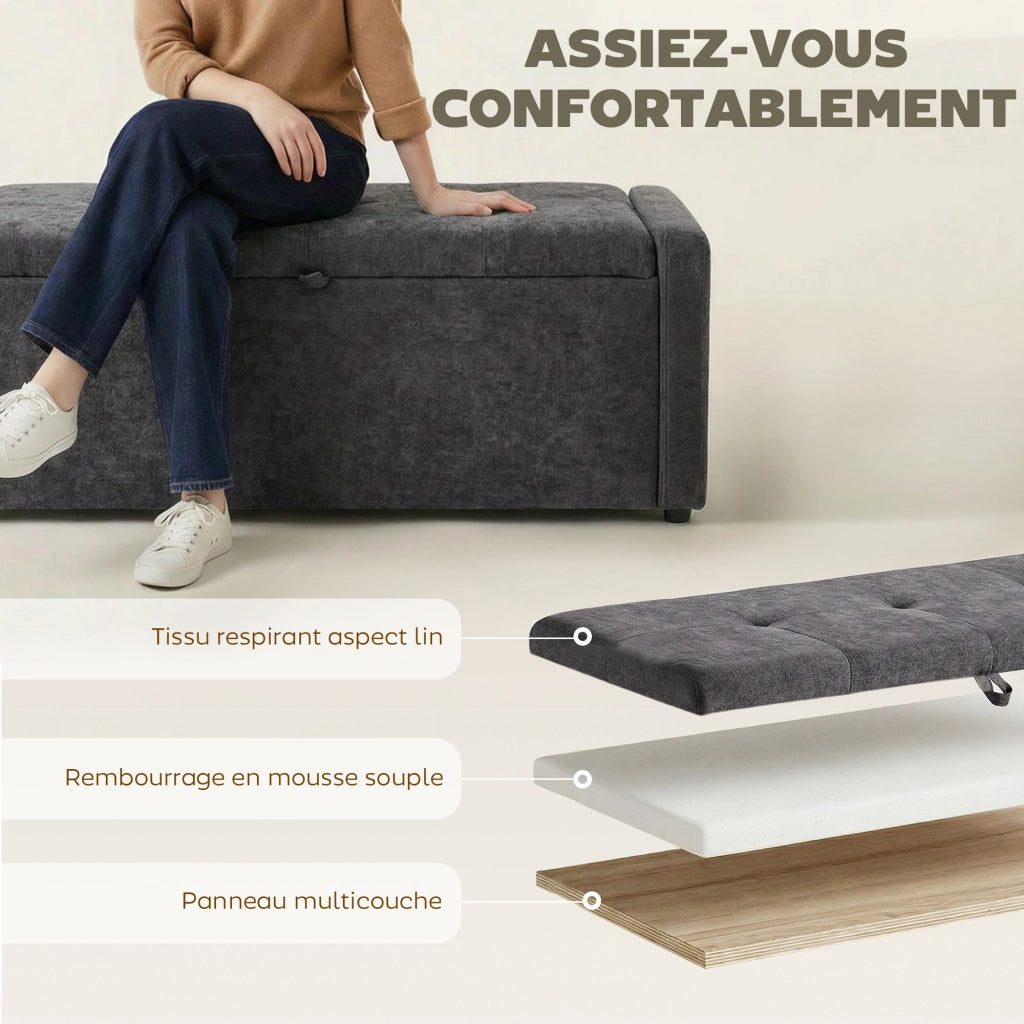 Pouf Contenitore ¨C Minimal ¨C Grigio Scuro 122x48x44 cm