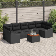 Set Divano da Giardino con archiviazione 8 pcs Nero polyrattan 3356469