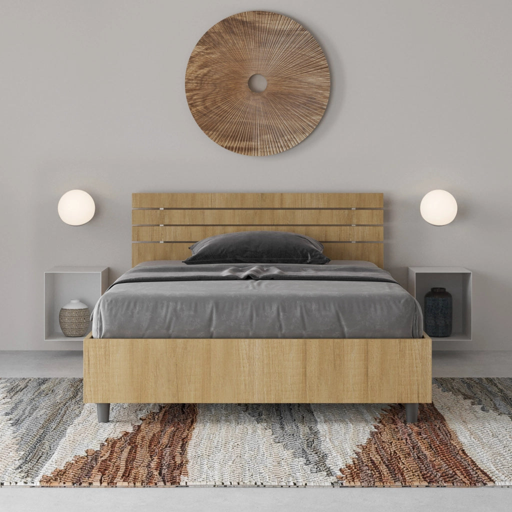 BS COM Letto una piazza e mezza con rete 120x200 testata dritta con doghe quercia