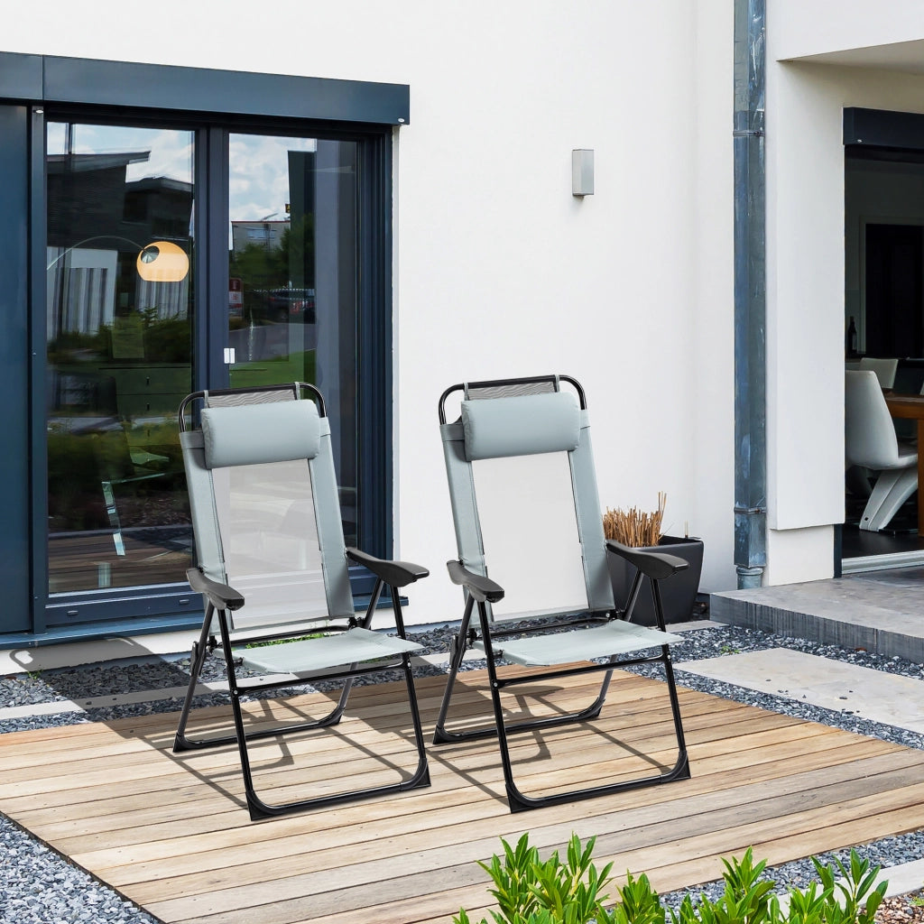 Sedia da giardino pieghevole con braccioli e schienale regolabile ¨C Minimal ¨C Grigio