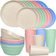 Servizio da 4 persone in plastica leggera e resistente, 32 pezzi, lavastoviglie compatibile, ideale per bambini