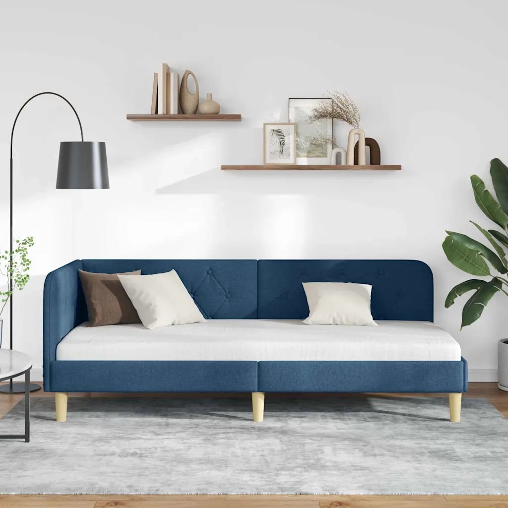 Cornice del letto ad angolo Blu 80 x 200 cm Tessuto 42016560