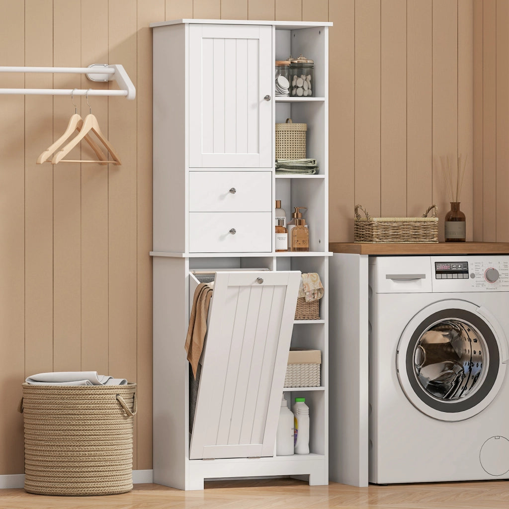 Armadietto da Bagno con Cesto e Cassetti ¨C Minimal ¨C Bianco