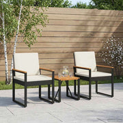 Set Mobili da Esterno 3 pz Nero e Bianco Crema polyrattan 42025331