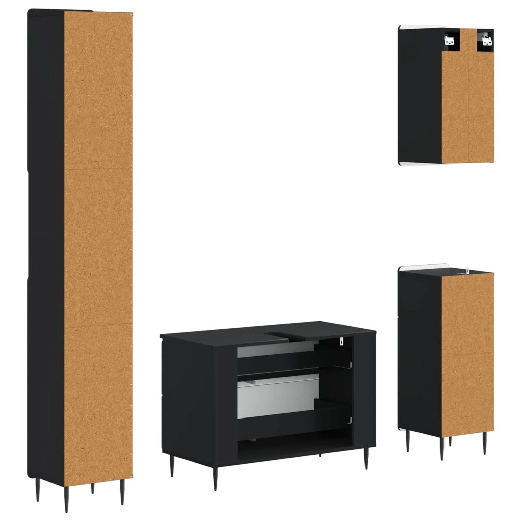 Set di Mobili da Bagno da 4 Pezzi ZWOLLE Nero 3417919