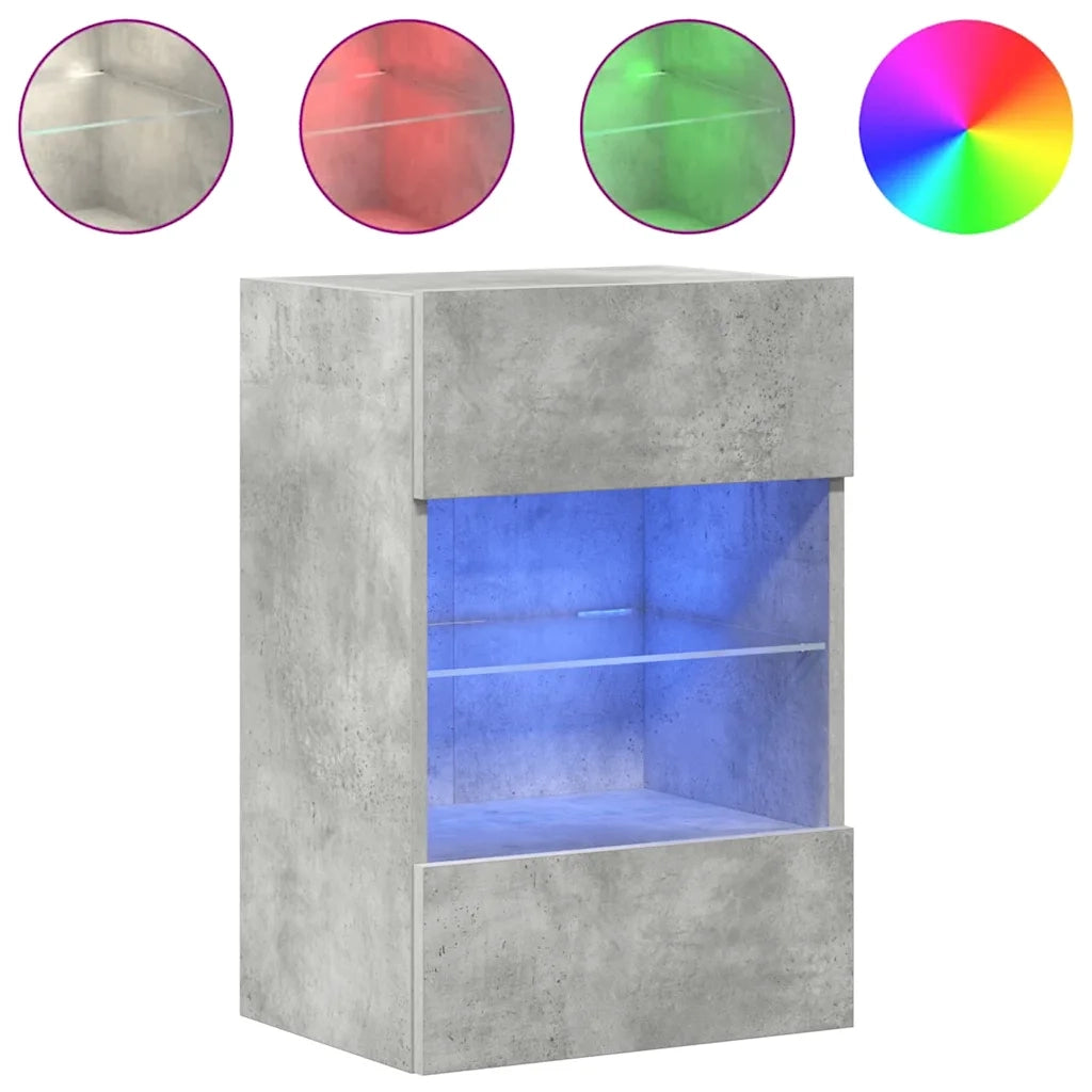 Mobili da parete con luci LED per TV 2pz | Armadietto TV | Mobile Porta TV Grigio Cemento 40x30x60,5cm