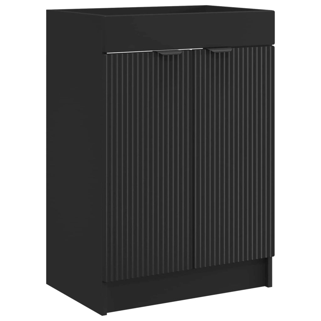 Mobiletto da bagno sotto il lavello Nero 56 x 37,5 x 81 cm 890095