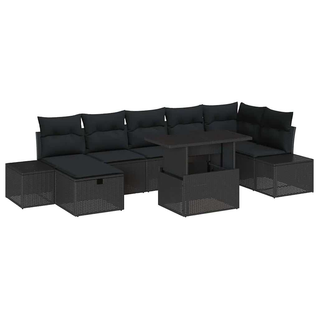 Set Divano da Giardino 8 pcs Nero polyrattan 3361222