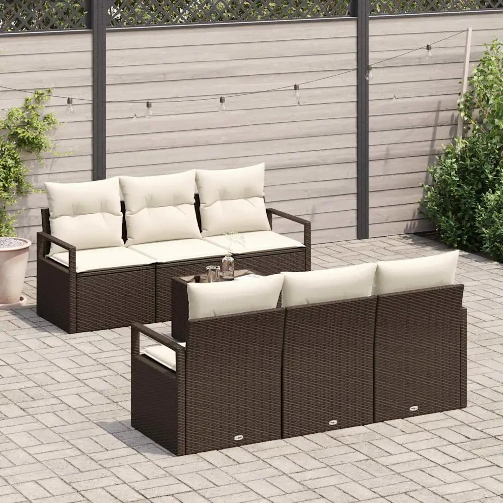 Set di divani 7 pcs Marrone e Crema polyrattan