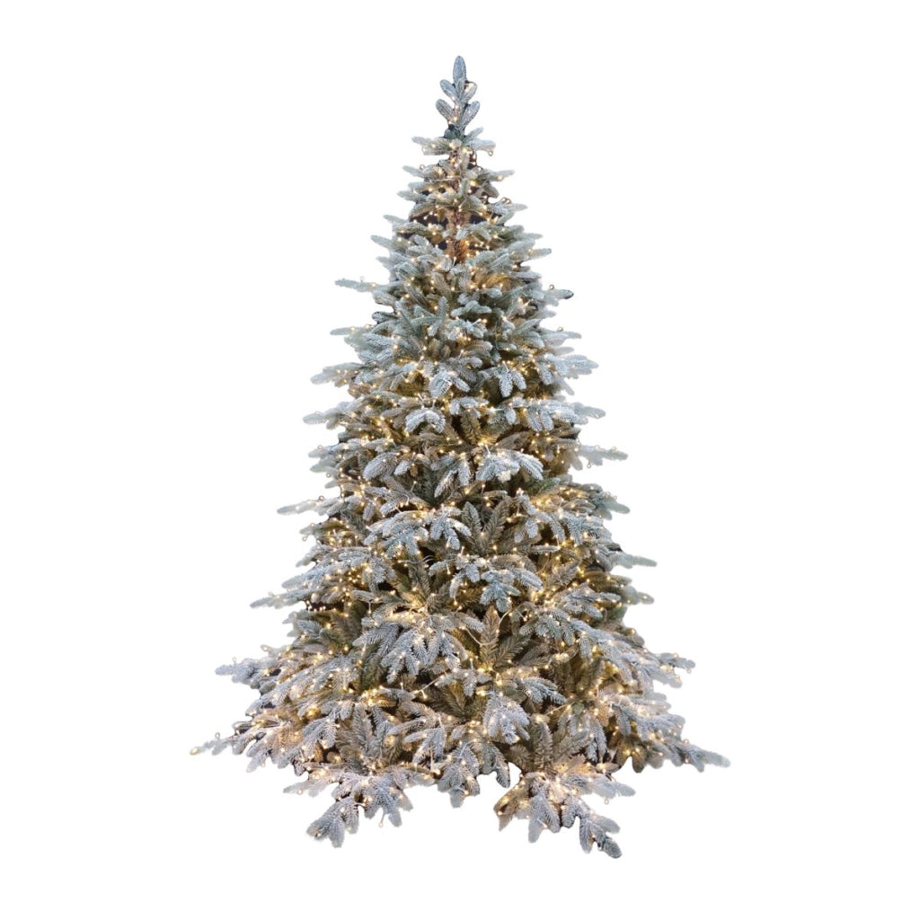 Albero di Natale Pino Verde Innevato Le Stelle St. Moritz H 180cm x L 130cm Super Folto Effetto Real-Touch con 2000 Luci Led Incorporate 1958 Rami