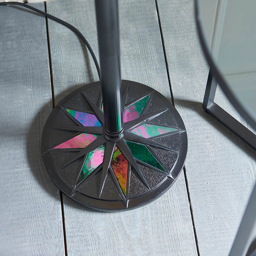 Lampada da terra vetrata Tiffany Dark Star nera E27 60W
