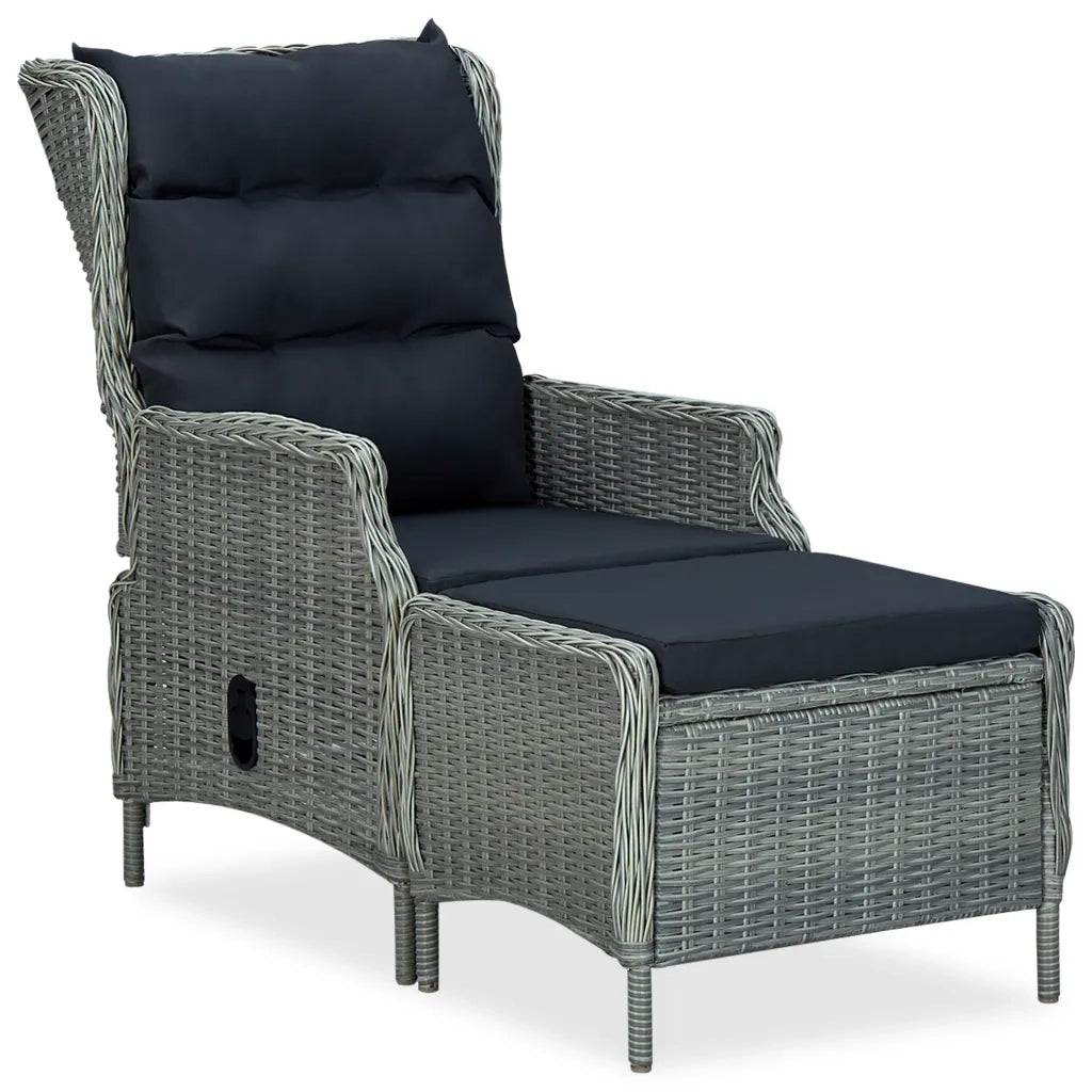 Set Pranzo da Giardino 9pz con Cuscini Polyrattan Grigio Chiaro 3060160