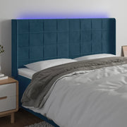Testiera a LED Blu Scuro 203x16x118/128 cm in Velluto