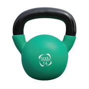 Kettlebell 14kg verde con base piatta e manico ergonomico