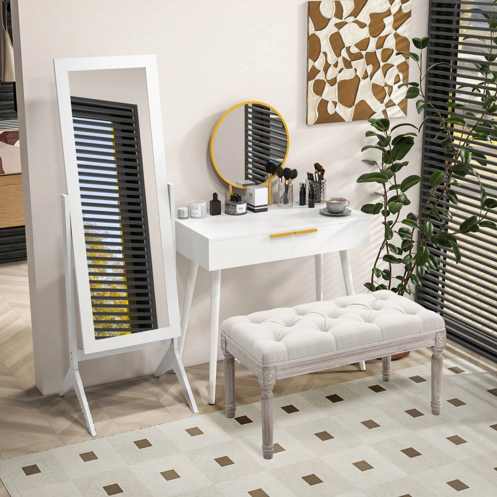 Specchio da Terra con Supporto Regolabile ¨C Xylo ¨C Legno Bianco 47x46x148 cm
