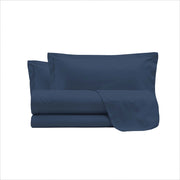 Set Lenzuola Sopra Sotto e Federe Matrimoniale Maxi 180x200 cm Linea Cloe in Raso di Cotone Avio