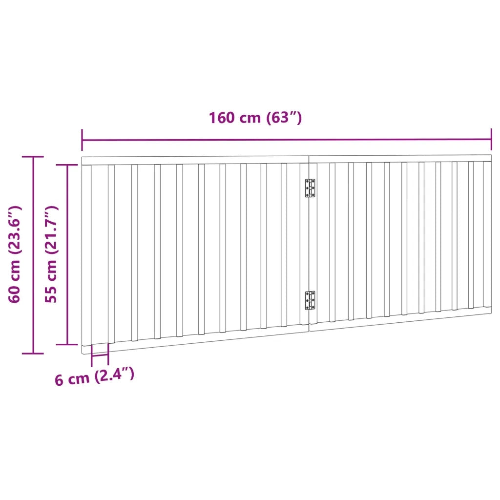 Cancelletto per cani pieghevole 2 pannelli nero 160 cm in legno di pioppo 352192