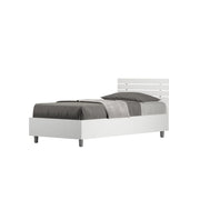 BS COM Letto singolo contenitore 80x200 testata dritta con doghe bianco frassino