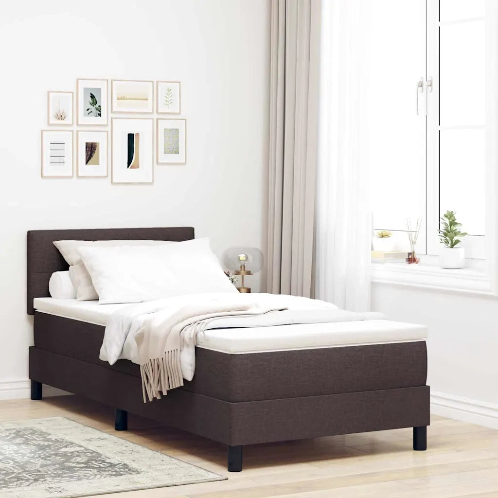 Letto a molle con materasso Marrone Scuro 100 x 200 cm Tessuto