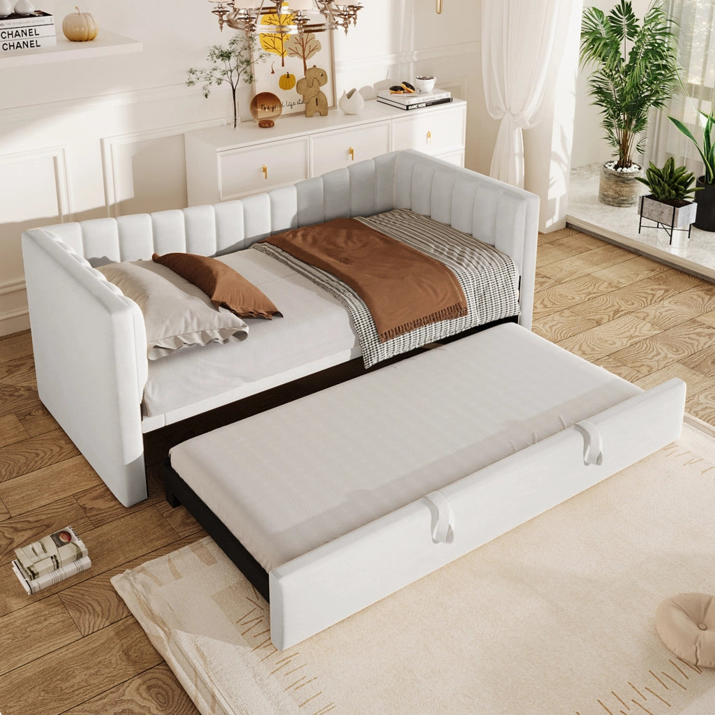 Polsterbett mit Ziehbett Samt 90x200 cm