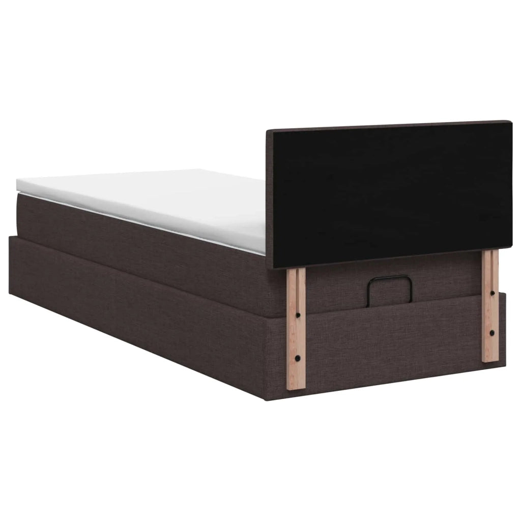 Letto Ottomano con Materasso e LED Marrone Scuro 100 x 200 cm 3456970
