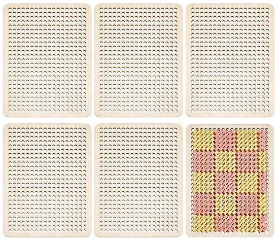 Pannelli da cucito in legno, rettangolari, leggeri e sostenibili, 6 pezzi, 85x65mm, 3mm di spessore