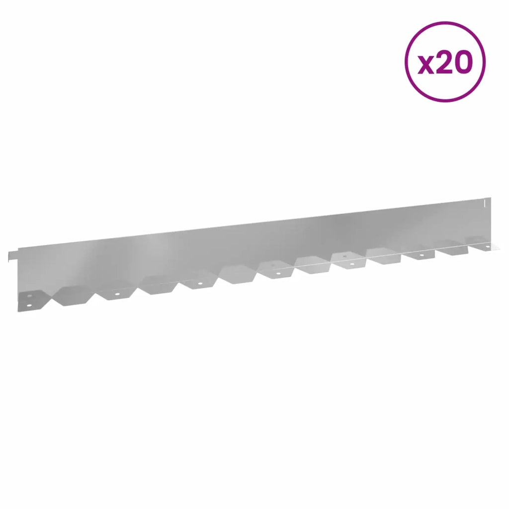 Bordura per Prato 20 pcs 102 x 10 x 4 cm Acciaio Argento 8008758