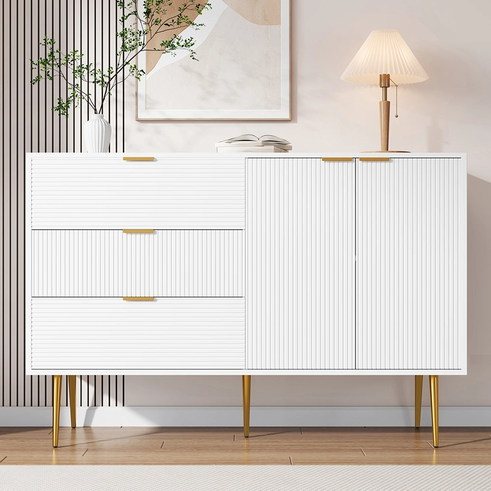 Buffet - Xylo - 140??40??85 cm - Porte e Cassetti con Maniglie Dorate