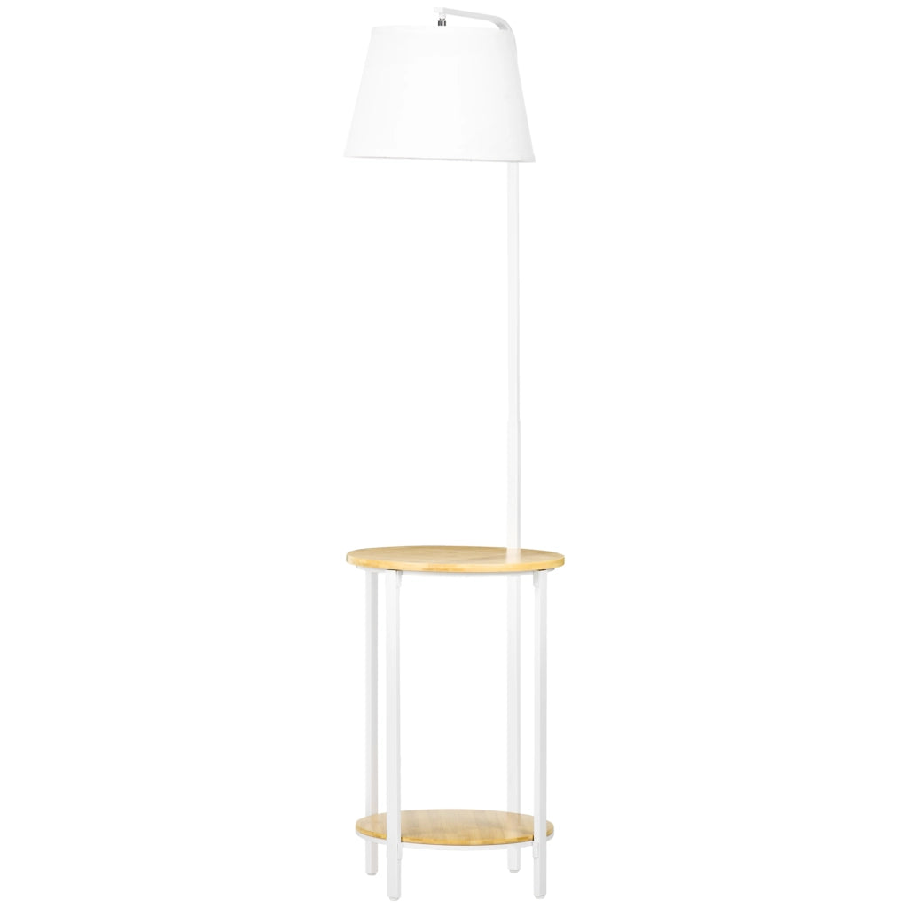 Lampada da terra con 2 ripiani ¨C zephmum ¨C Naturale + Bianco