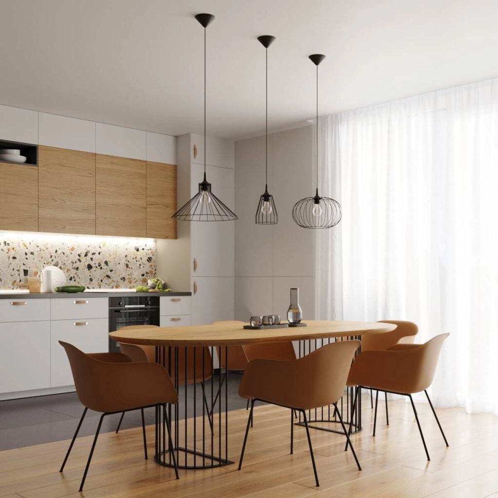 Lampada a sospensione industriale Leyo nera E27 15cm