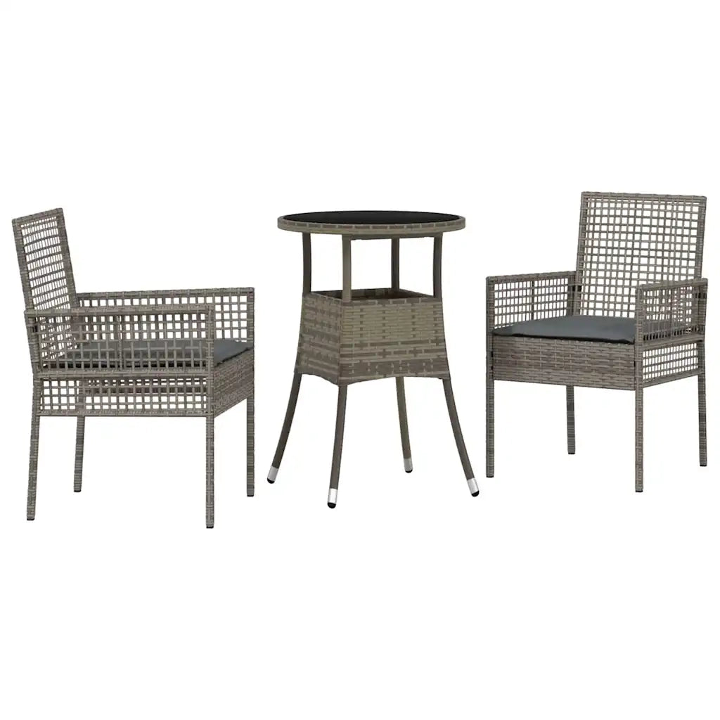 Set da Pranzo per Giardino 3 pz | Set Salotto da Giardino Grigio polyrattan