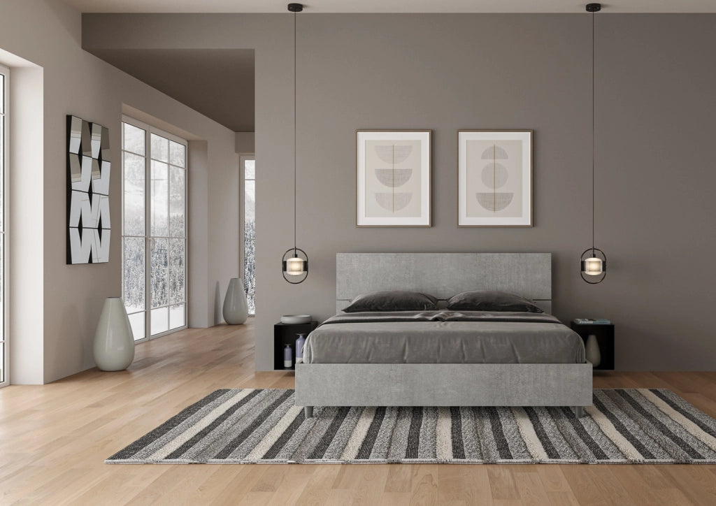 BS COM Letto matrimoniale contenitore 160x200 testata dritta cemento
