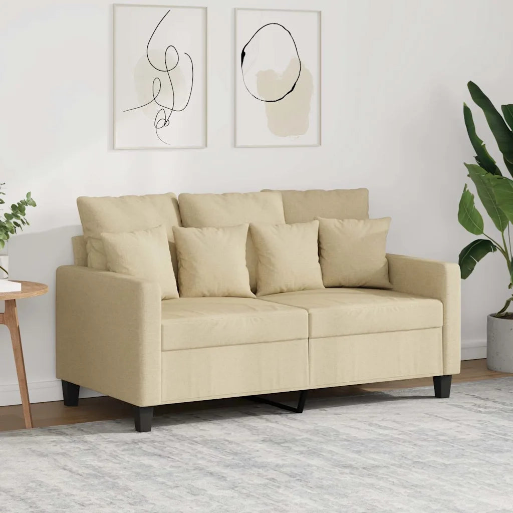 Divano a 2 Posti Crema 120 cm in Tessuto 359261