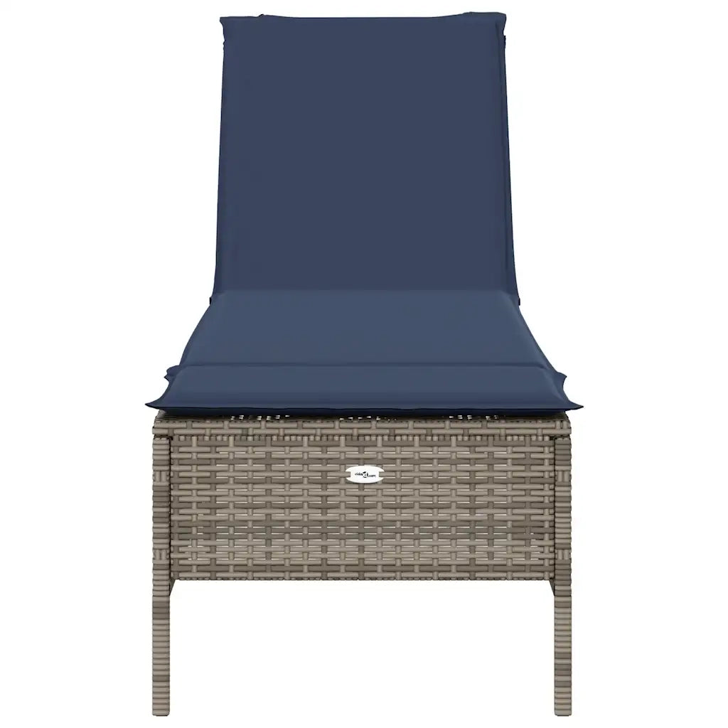 Lettino prendisole con Cuscino in Polyrattan Grigio 4002725