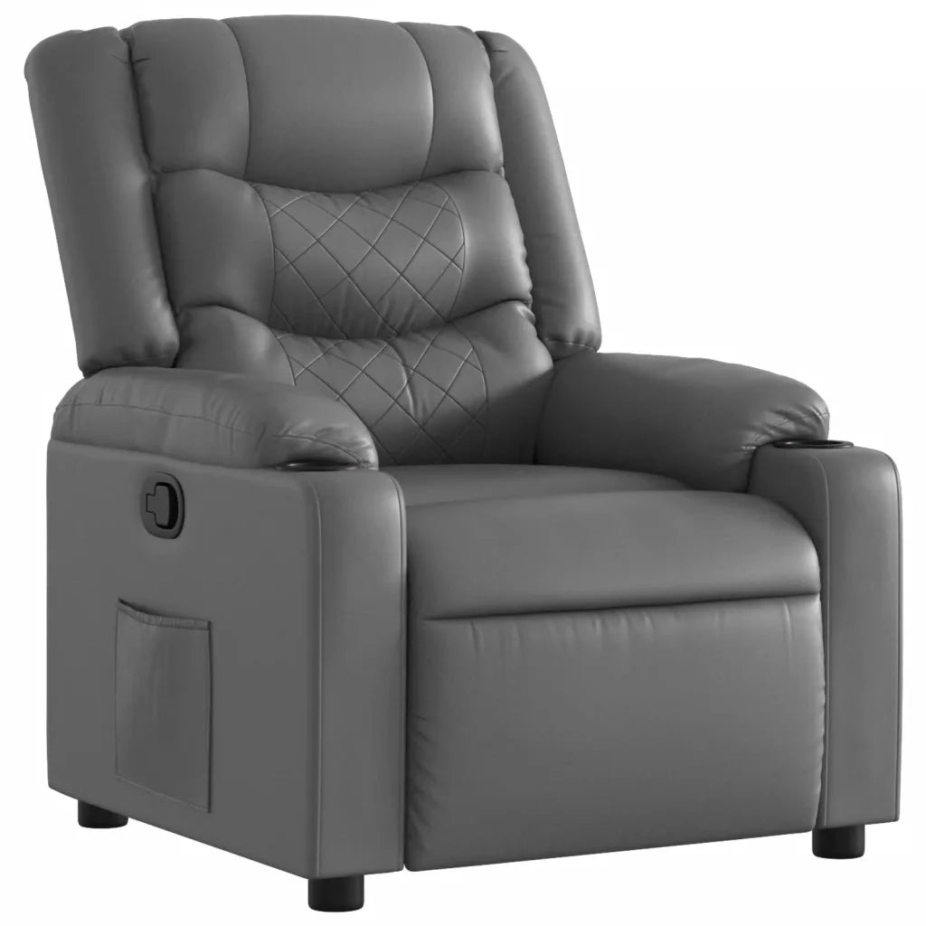 Poltrona Reclinabile Grigia in Similpelle 374122