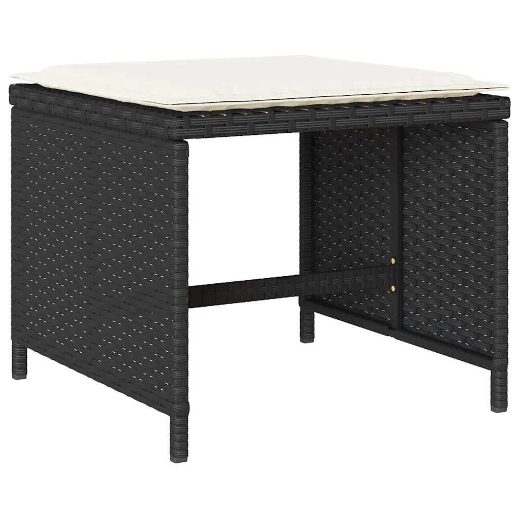 Set da Pranzo da Giardino 13pz con Cuscini Nero in Polyrattan 3211167