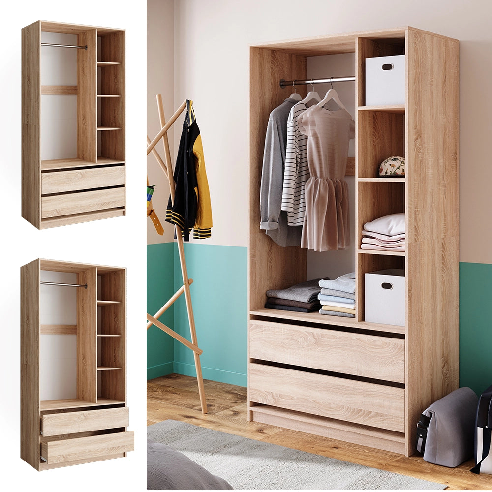 Vicco Armadio Sonoma 100 x 200 cm con 2 cassetti
