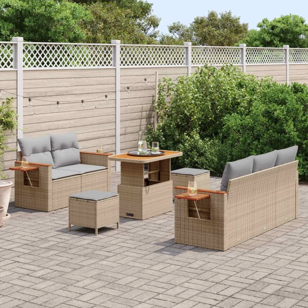 Set Divano da Giardino 8 pcs Beige polyrattan 3362992