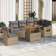Set Divani da Giardino 7 pz con Cuscini Beige in Polyrattan 3327160