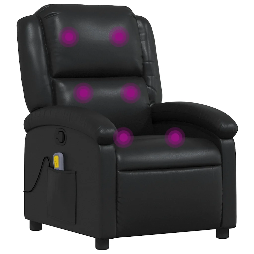 Poltrona Massaggiante | Sedia Relax Reclinabile Nera in Similpelle