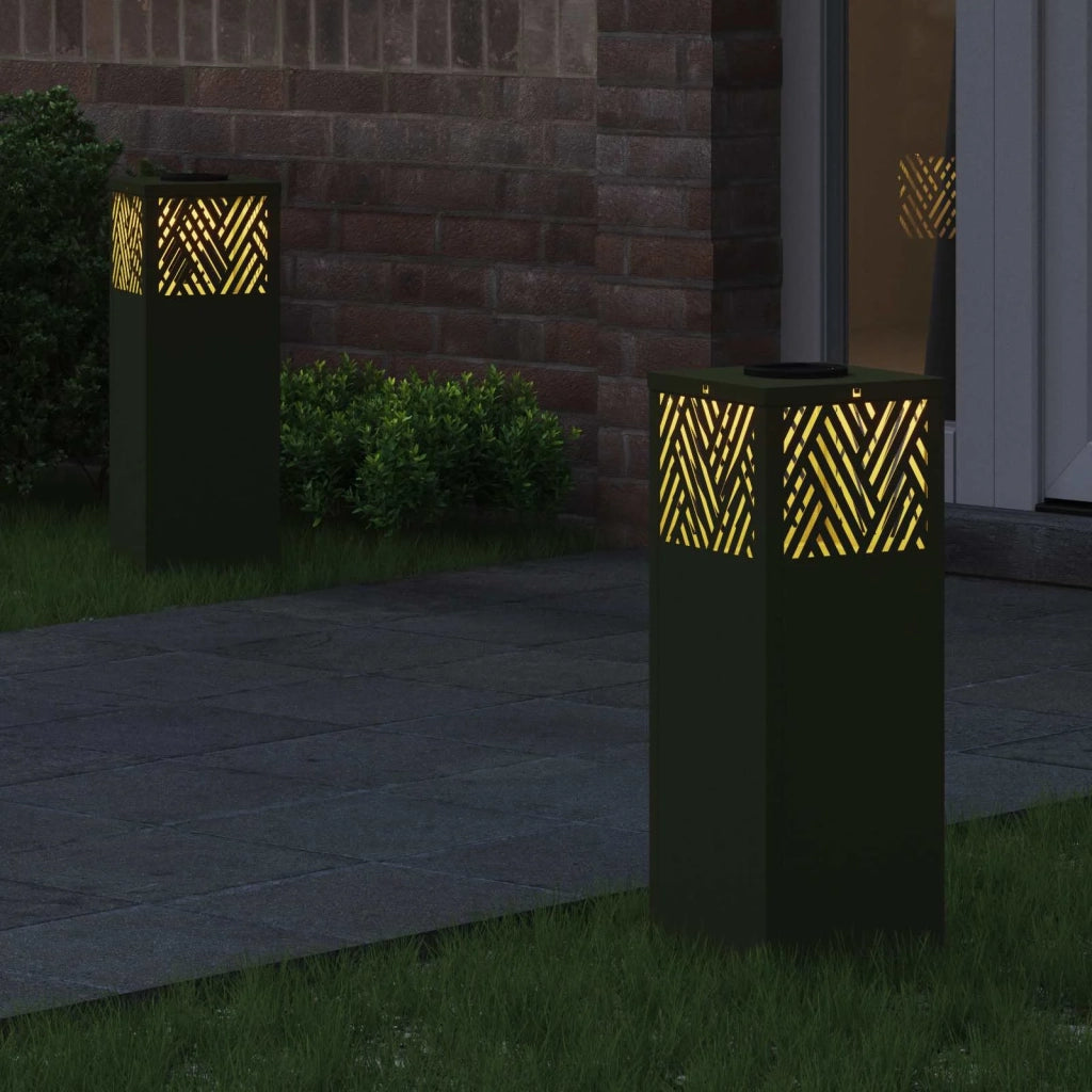 Faro LED solare per sentieri 2 pcs Verde oliva 879726