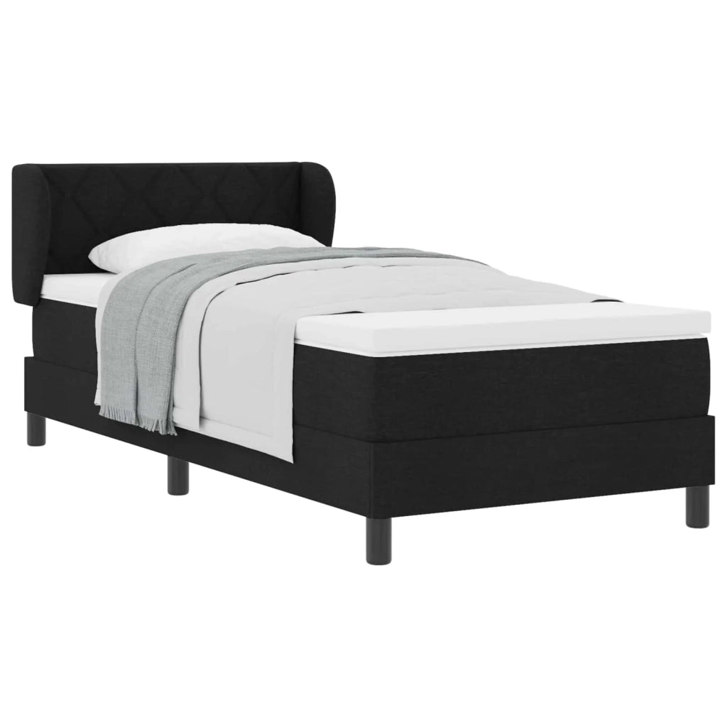 Letto a molle con materasso Nero 90 x 200 cm Tessuto 3340068