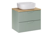 Set mobili bagno 60 cm con piano e lavabo da appoggio Smile Aster Green 60 cm
