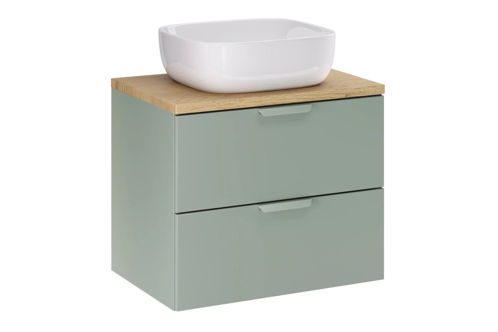 Set mobili bagno 60 cm con piano e lavabo da appoggio Smile Aster Green 60 cm