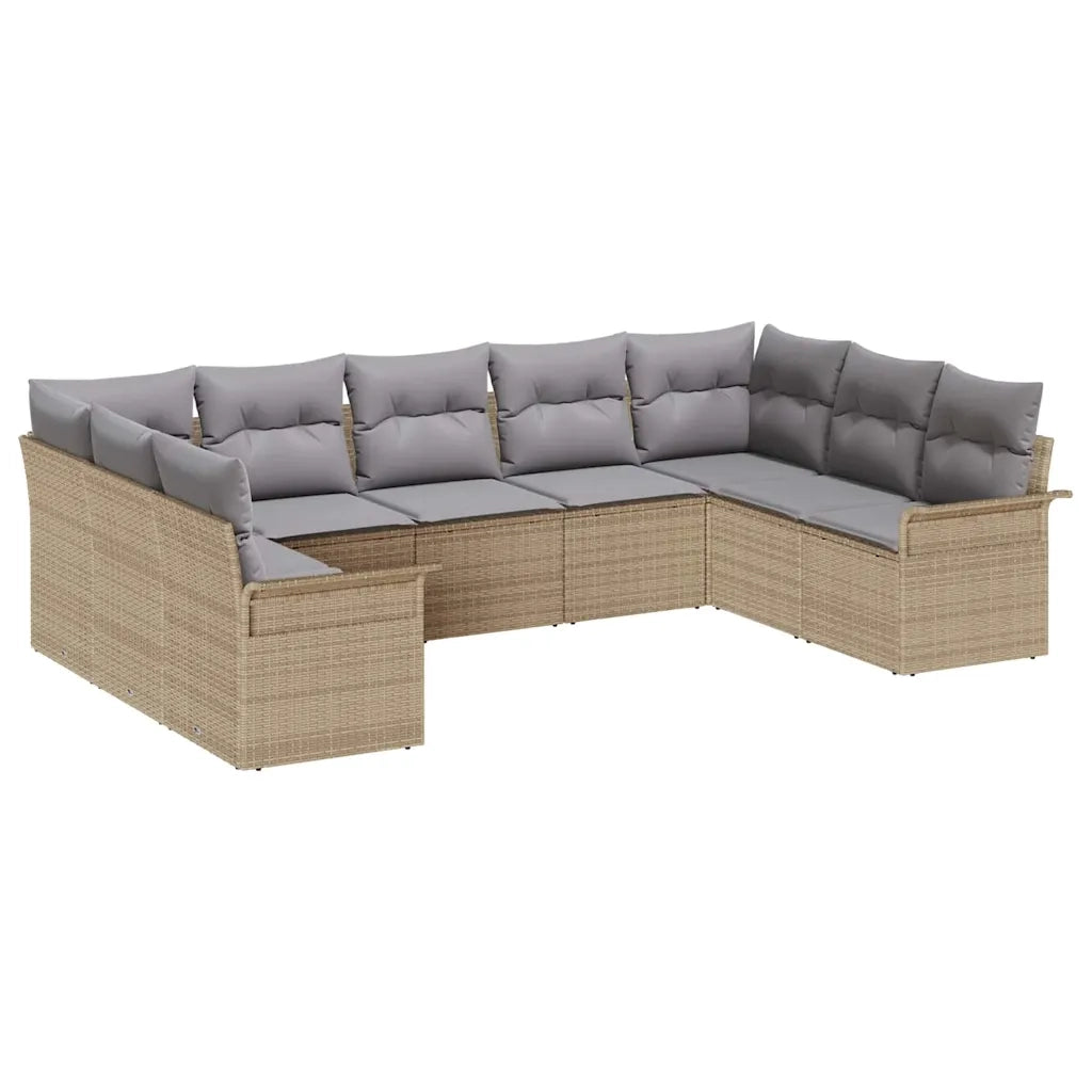 Set Divano da Giardino con cuscino Beige polyrattan