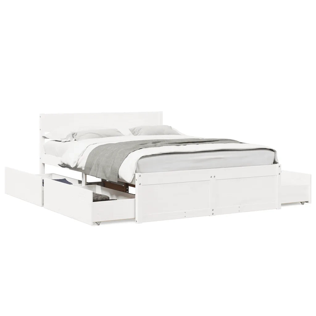 Letto senza Materasso Bianco 120x200 cm Legno Massello di Pino
