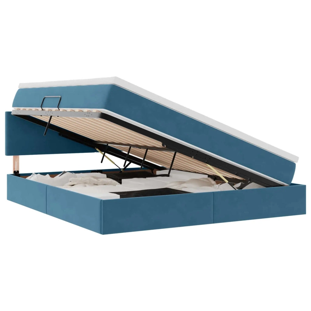 Letto con Contenitore Blu Scuro 180 x 200 cm Velluto