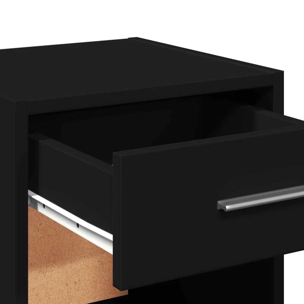 Set di 2 Comodini | Armadio da Notte | Mobiletto da notte Neri 35x34x65 cm in Legno Multistrato