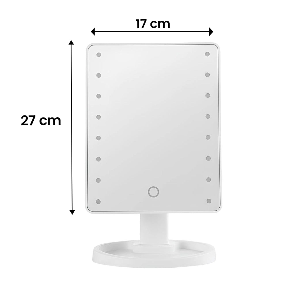 Specchio per trucco LED da terra con touch e rotazione a 360° Bianco Avizar
